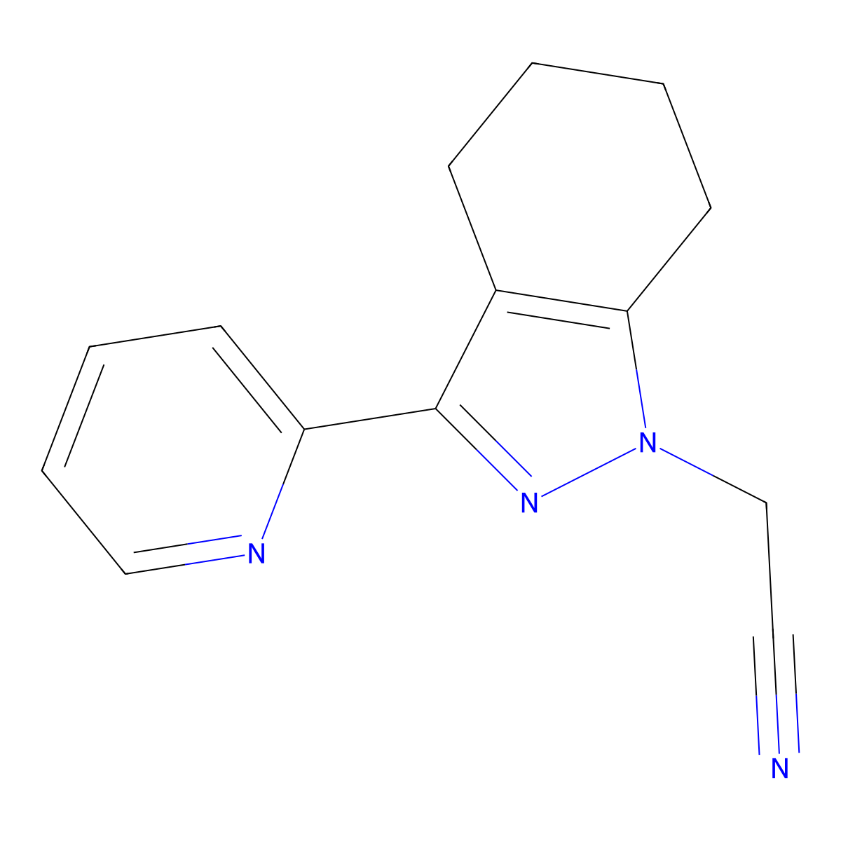 2-[3-(pyridin-2-yl)-4,5,6,7-tetrahydro-1H-indazol-1-yl]acetonitrile molecular structure, CAS 2097935-32-3