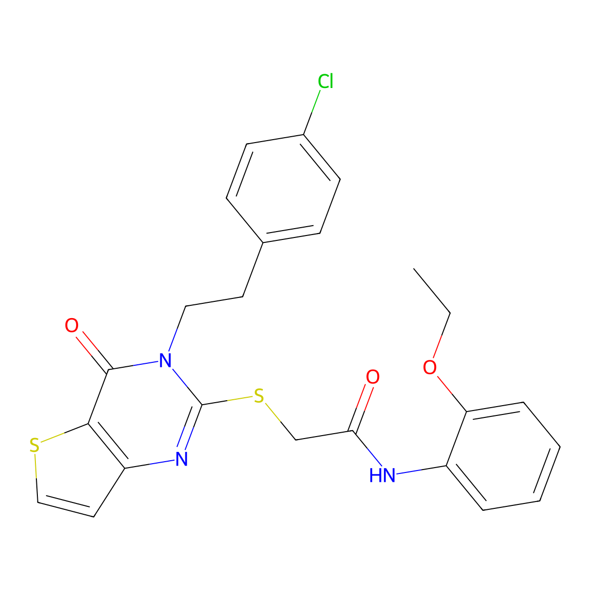 2-({3-[2-(4-chlorophenyl)ethyl]-4-oxo-3H,4H-thieno[3,2-d]pyrimidin-2-yl}sulfanyl)-N-(2-ethoxyphenyl)acetamide molecular structure, CAS 2097935-39-0