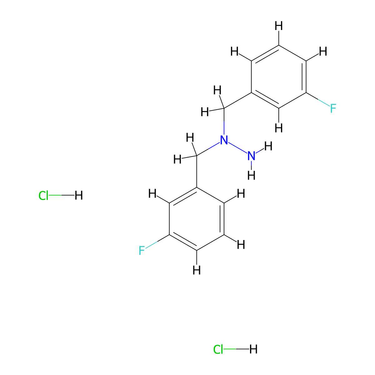 1,1-Bis[(3-fluorophenyl)methyl]hydrazine dihydrochloride molecular structure, CAS 2097935-41-4