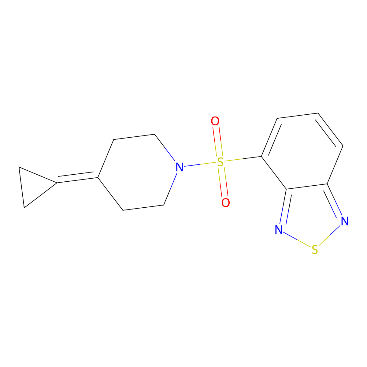 4-((4-Cyclopropylidenepiperidin-1-yl)sulfonyl)benzo[c][1,2,5]thiadiazole molecular structure, CAS 2097935-43-6