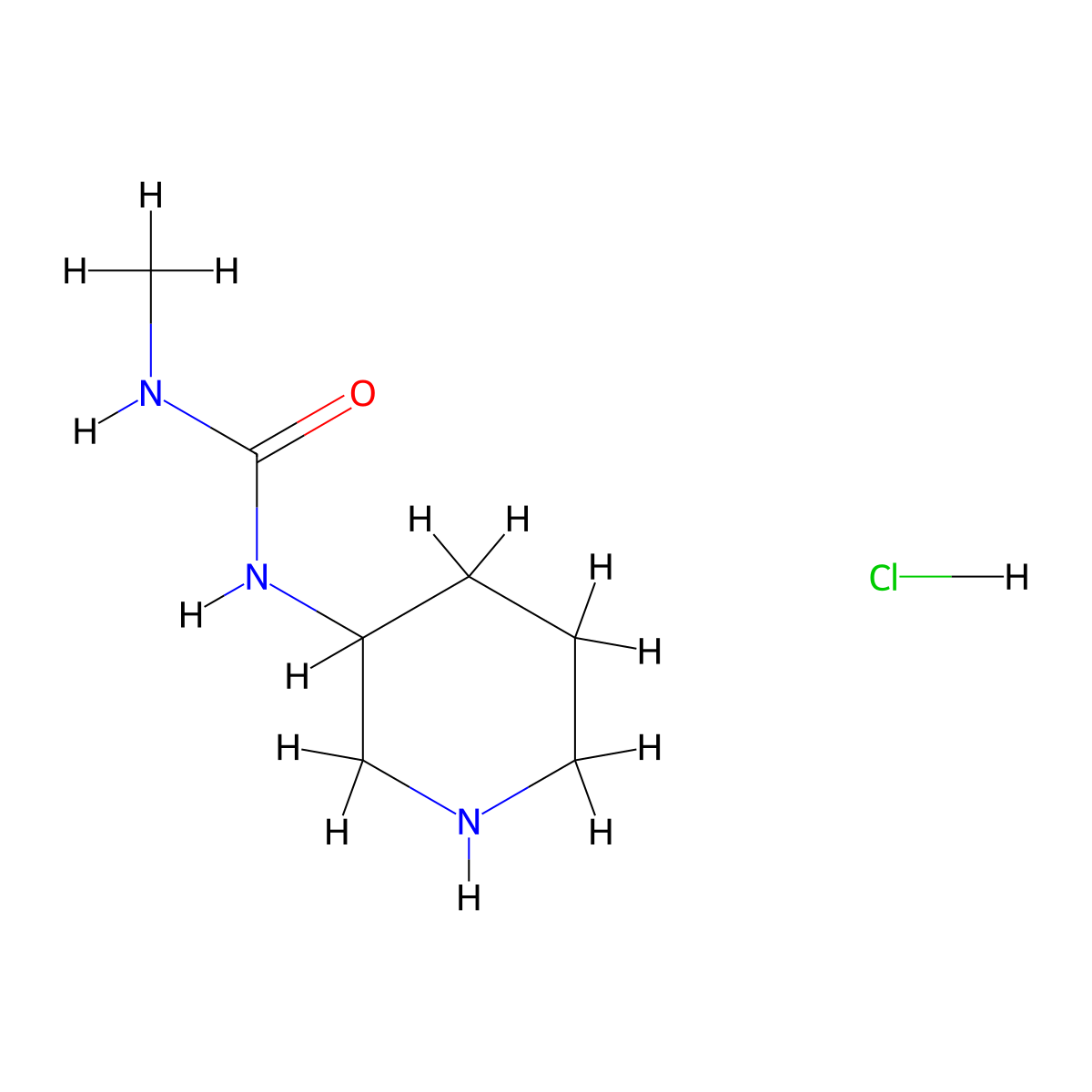 3-Methyl-1-(piperidin-3-yl)urea hydrochloride molecular structure, CAS 2097935-45-8