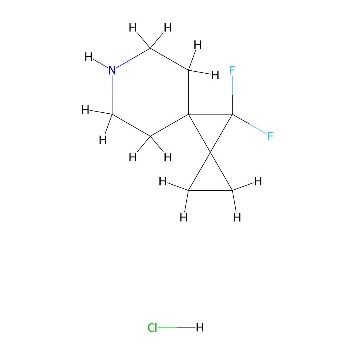 10,10-Difluoro-7-azadispiro[2.0.5^{4}.1^{3}]decane hydrochloride molecular structure, CAS 2097935-51-6