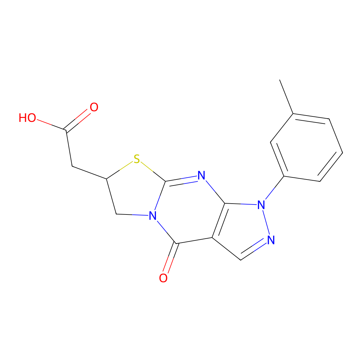 2-(4-Oxo-1-(m-tolyl)-1,4,6,7-tetrahydropyrazolo[3,4-d]thiazolo[3,2-a]pyrimidin-7-yl)acetic acid molecular structure, CAS 2097935-53-8
