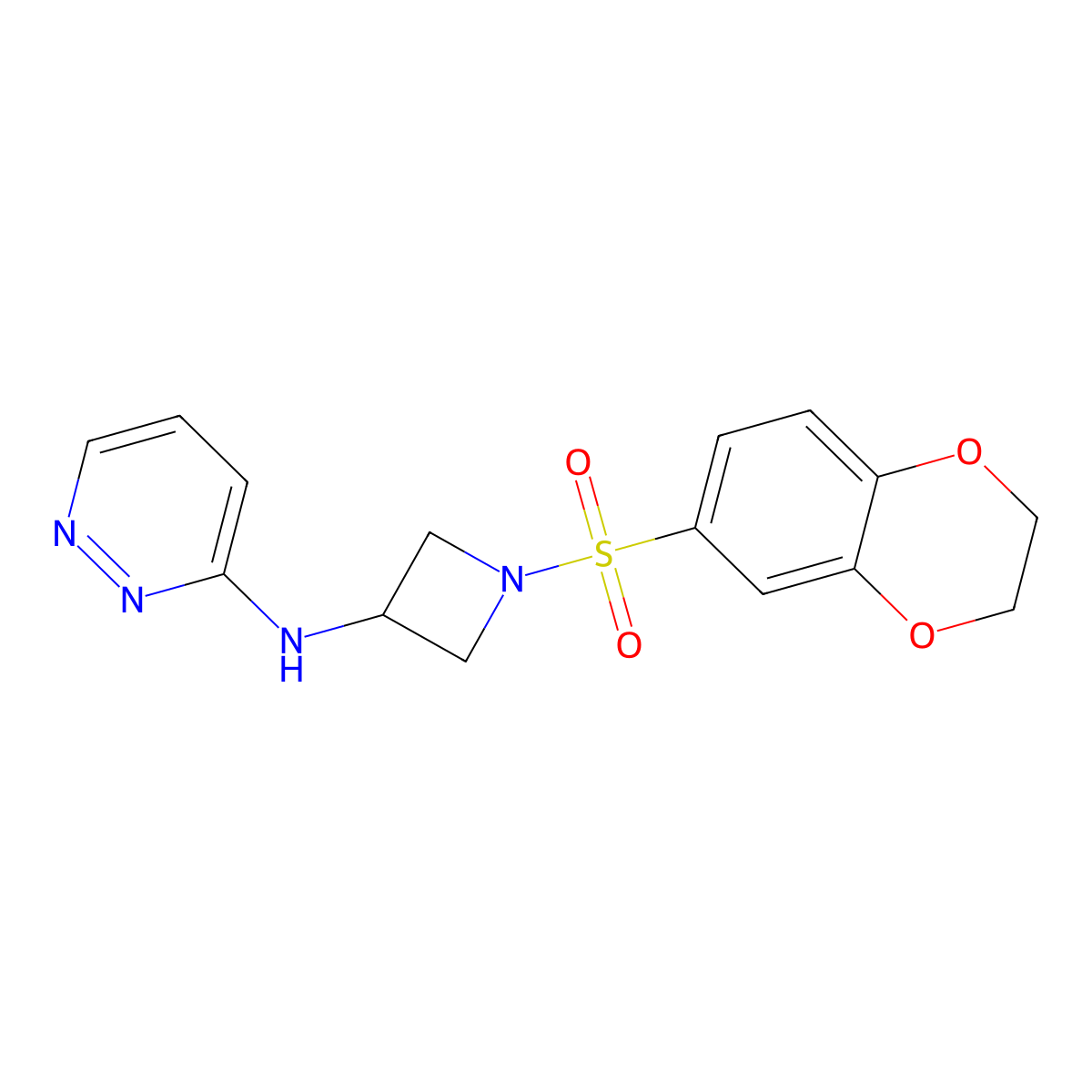 N-[1-(2,3-dihydro-1,4-benzodioxine-6-sulfonyl)azetidin-3-yl]pyridazin-3-amine molecular structure, CAS 2097935-55-0