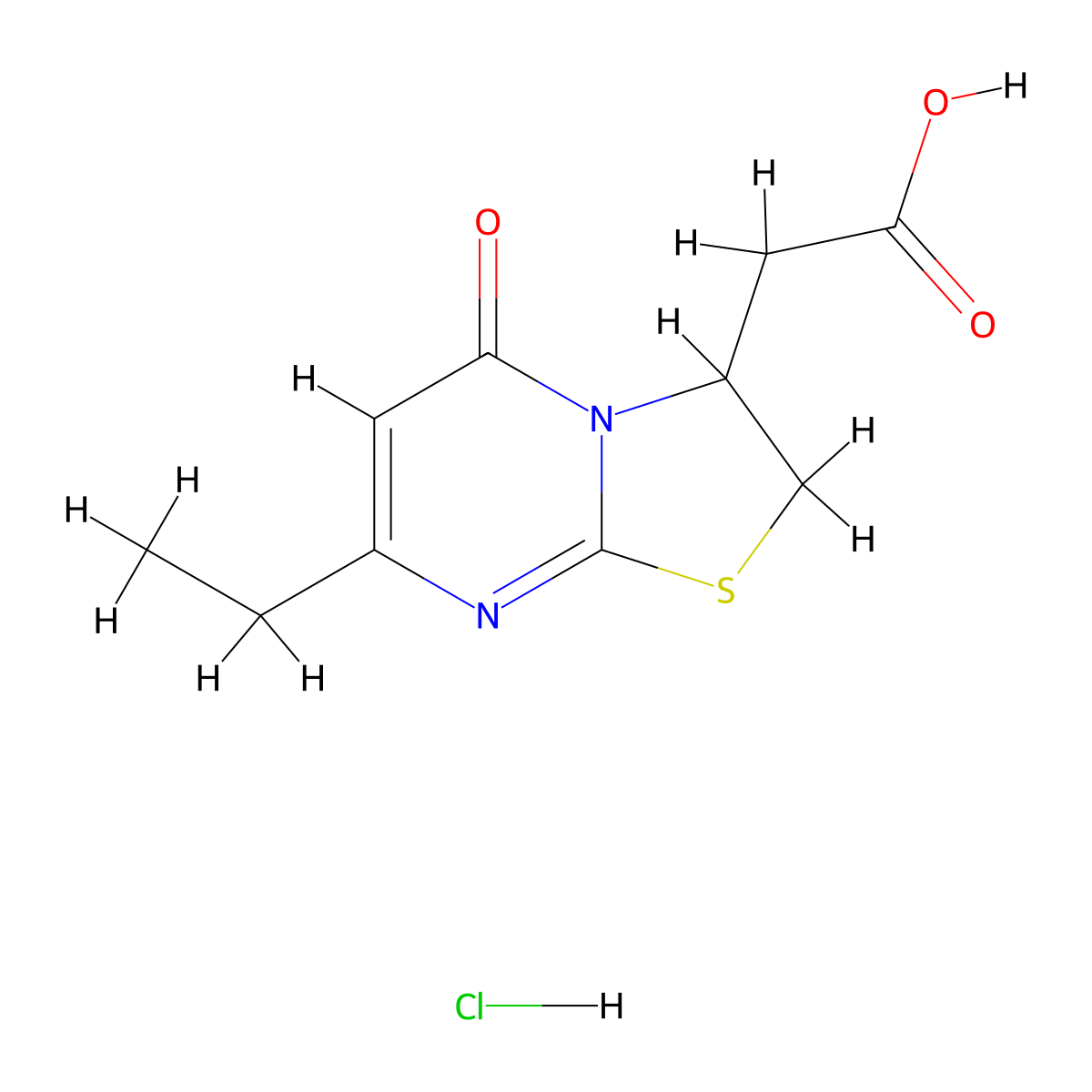 2-{7-ethyl-5-oxo-2H,3H,5H-[1,3]thiazolo[3,2-a]pyrimidin-3-yl}acetic acid hydrochloride molecular structure, CAS 2097935-63-0
