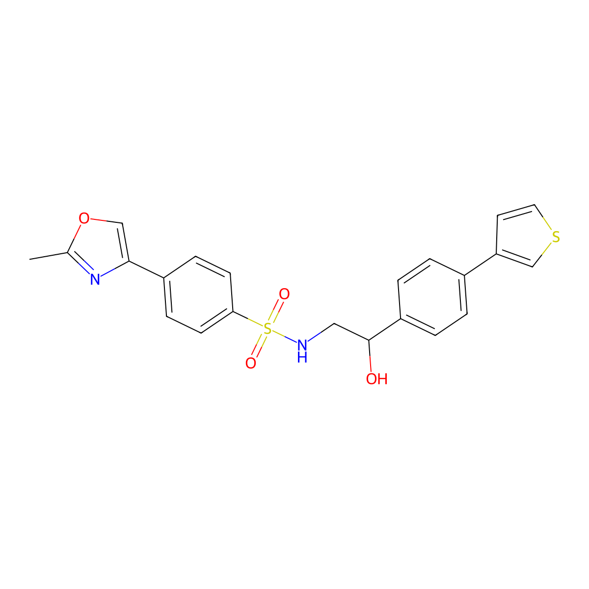 N-{2-hydroxy-2-[4-(thiophen-3-yl)phenyl]ethyl}-4-(2-methyl-1,3-oxazol-4-yl)benzene-1-sulfonamide molecular structure, CAS 2097935-68-5