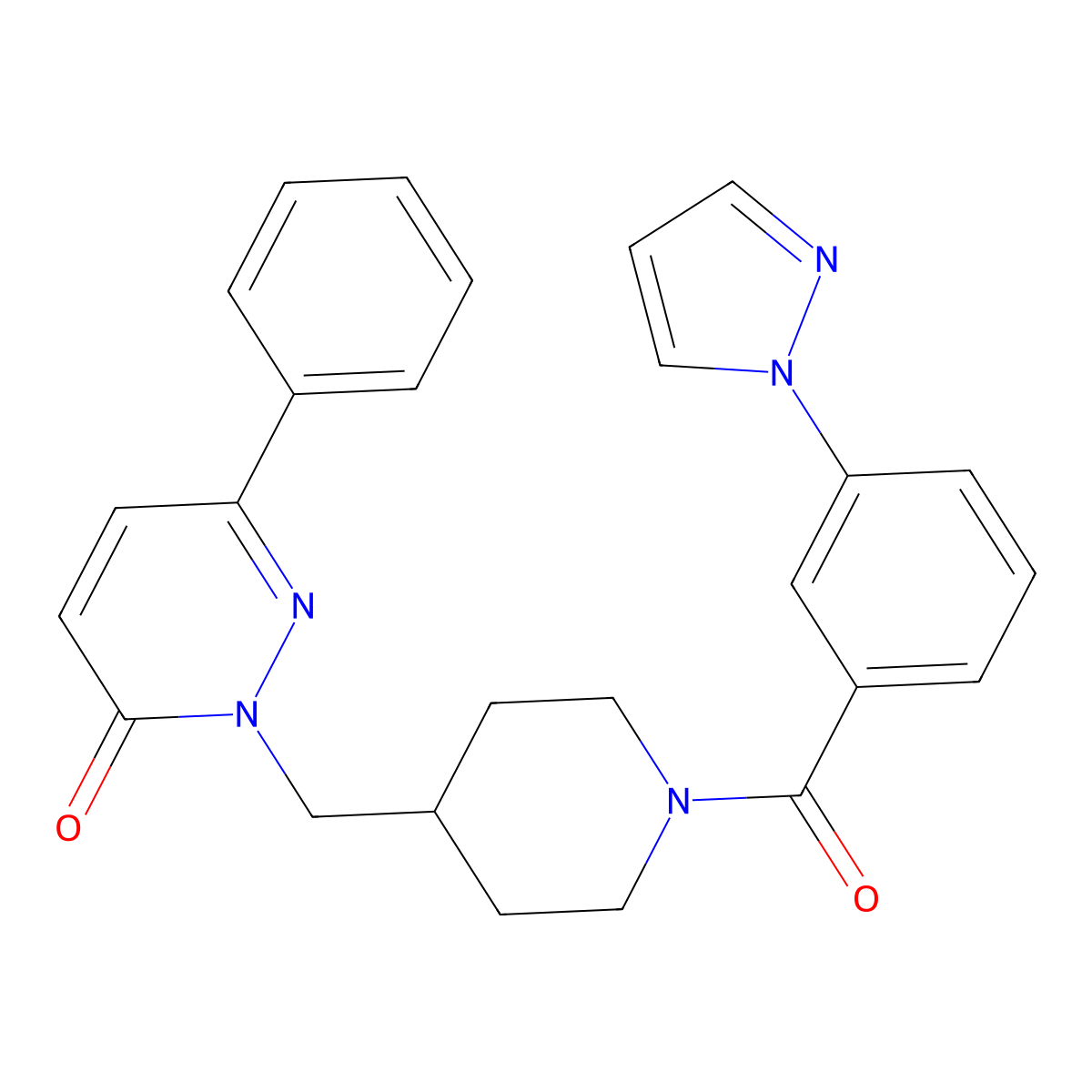 6-phenyl-2-({1-[3-(1H-pyrazol-1-yl)benzoyl]piperidin-4-yl}methyl)-2,3-dihydropyridazin-3-one molecular structure, CAS 2097935-70-9