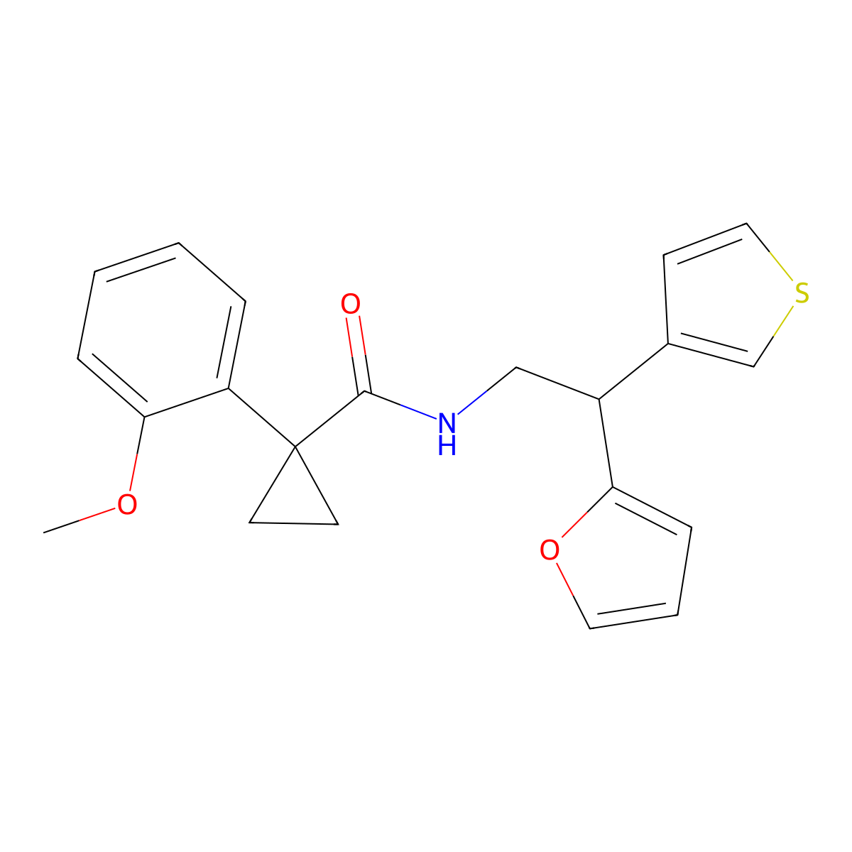 N-[2-(furan-2-yl)-2-(thiophen-3-yl)ethyl]-1-(2-methoxyphenyl)cyclopropane-1-carboxamide molecular structure, CAS 2097935-76-5