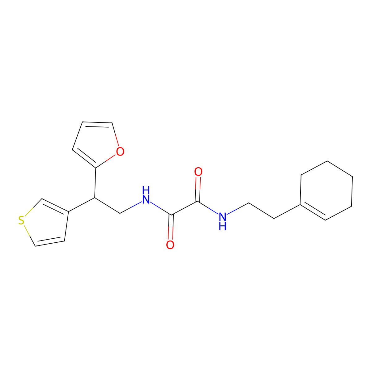N'-[2-(cyclohex-1-en-1-yl)ethyl]-N-[2-(furan-2-yl)-2-(thiophen-3-yl)ethyl]ethanediamide molecular structure, CAS 2097935-80-1