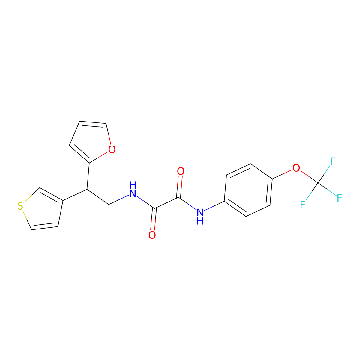 N-[2-(furan-2-yl)-2-(thiophen-3-yl)ethyl]-N'-[4-(trifluoromethoxy)phenyl]ethanediamide molecular structure, CAS 2097935-81-2