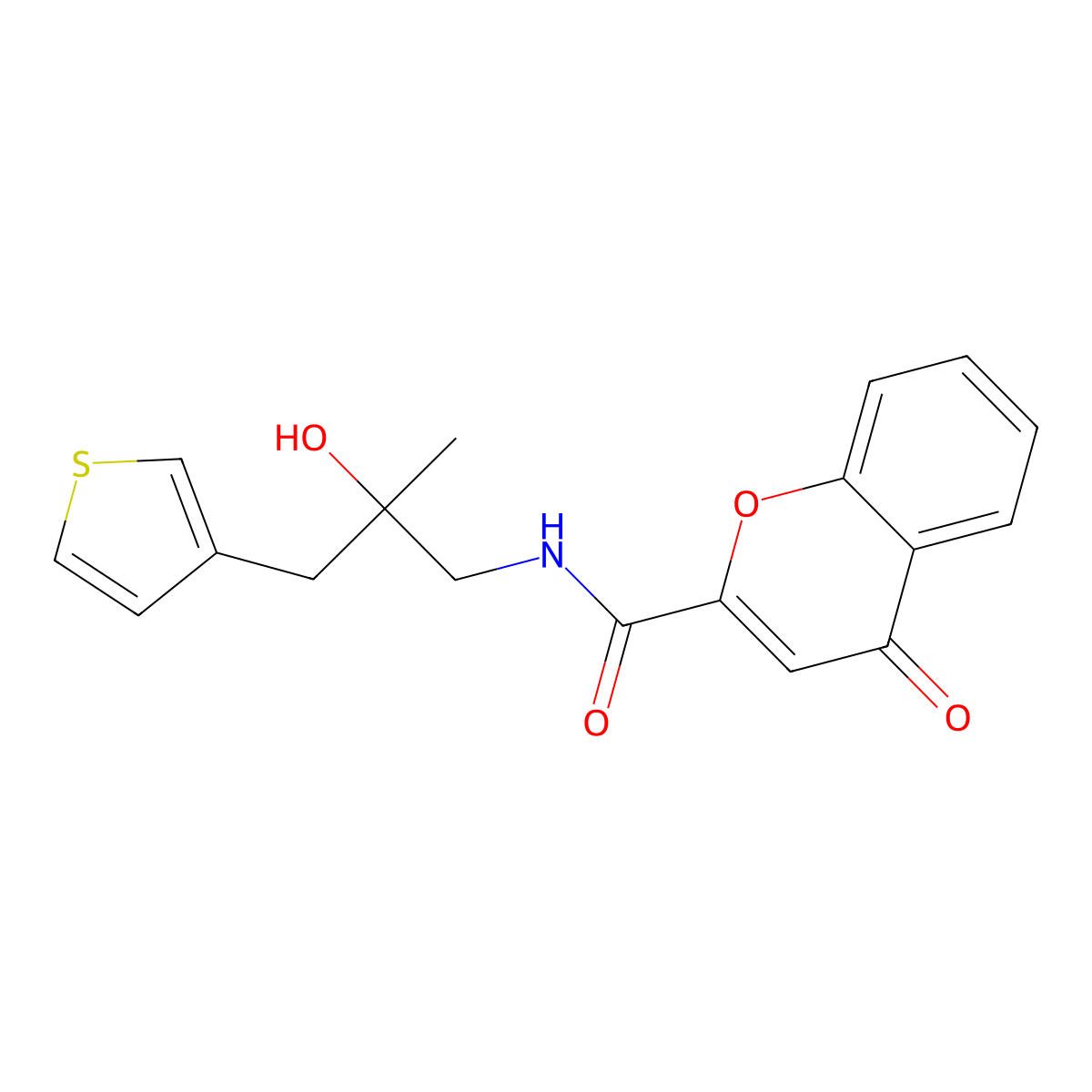 N-{2-hydroxy-2-[(thiophen-3-yl)methyl]propyl}-4-oxo-4H-chromene-2-carboxamide molecular structure, CAS 2097935-86-7