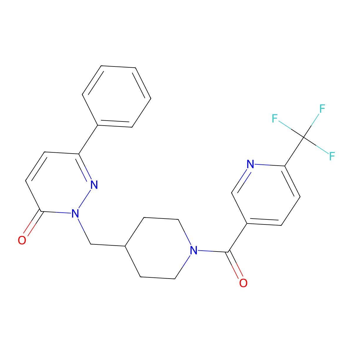 6-Phenyl-2-({1-[6-(trifluoromethyl)pyridine-3-carbonyl]piperidin-4-yl}methyl)-2,3-dihydropyridazin-3-one molecular structure, CAS 2097935-88-9