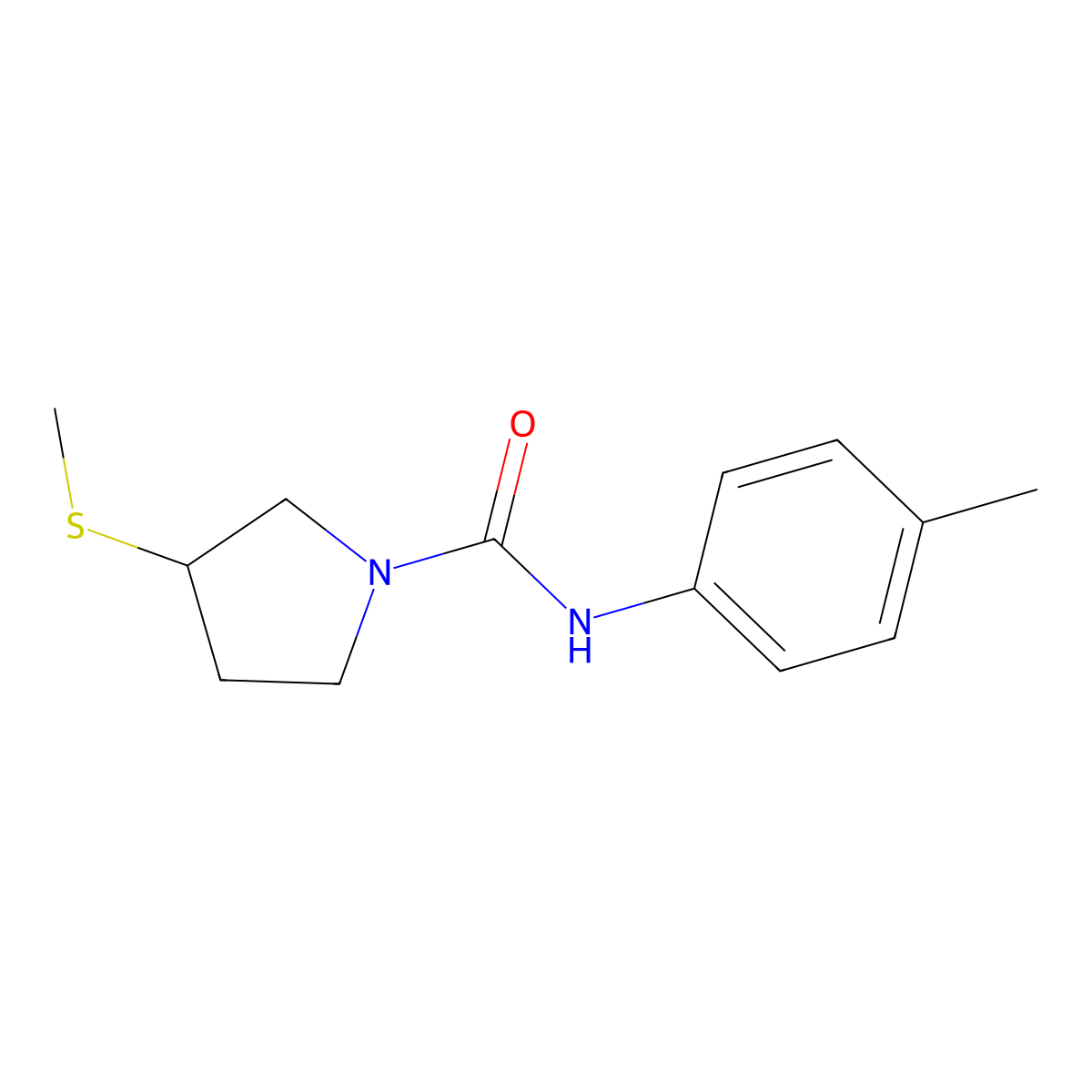 N-(4-methylphenyl)-3-(methylsulfanyl)pyrrolidine-1-carboxamide molecular structure, CAS 2097935-92-5