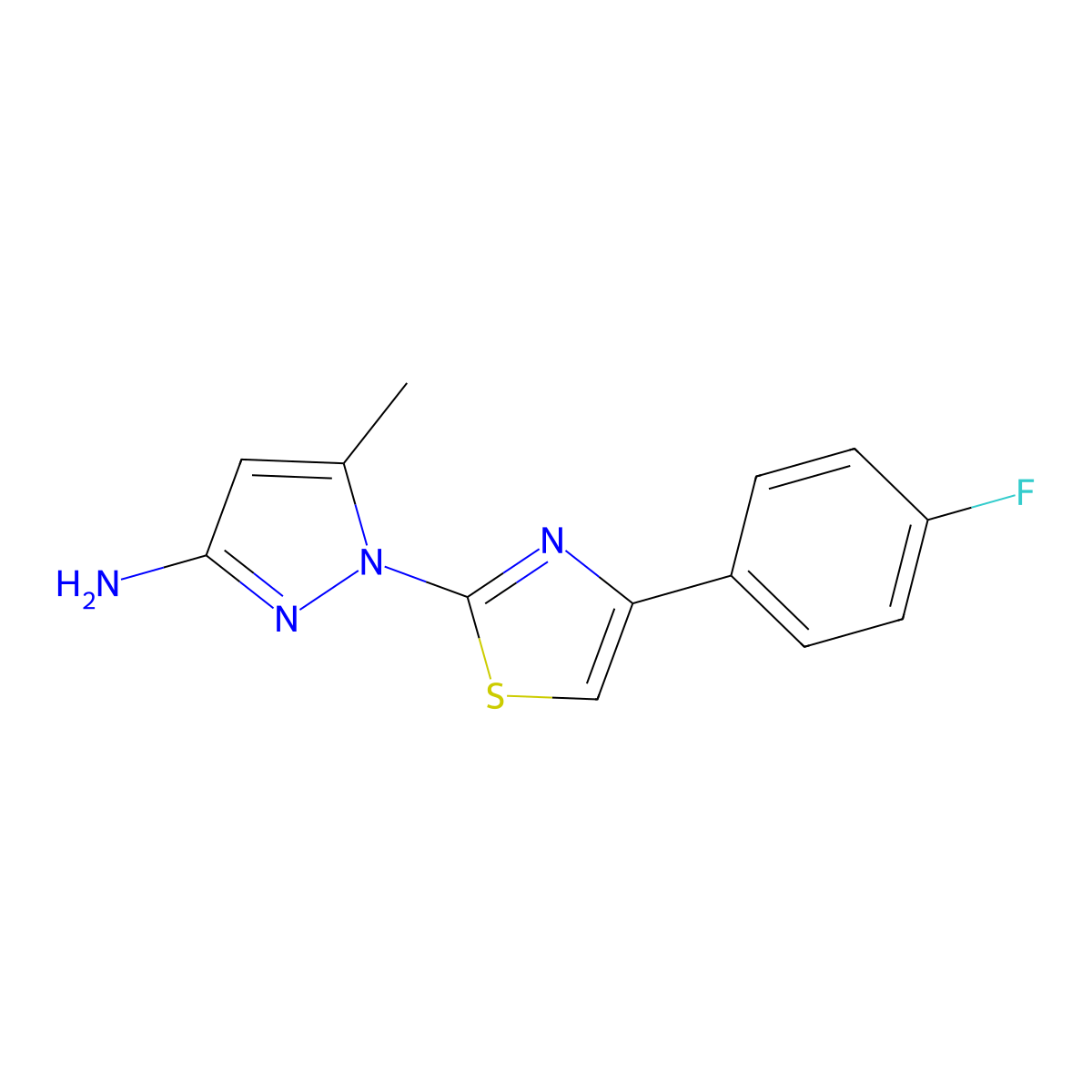 1-[4-(4-fluorophenyl)-1,3-thiazol-2-yl]-5-methyl-1H-pyrazol-3-amine molecular structure, CAS 2097935-96-9