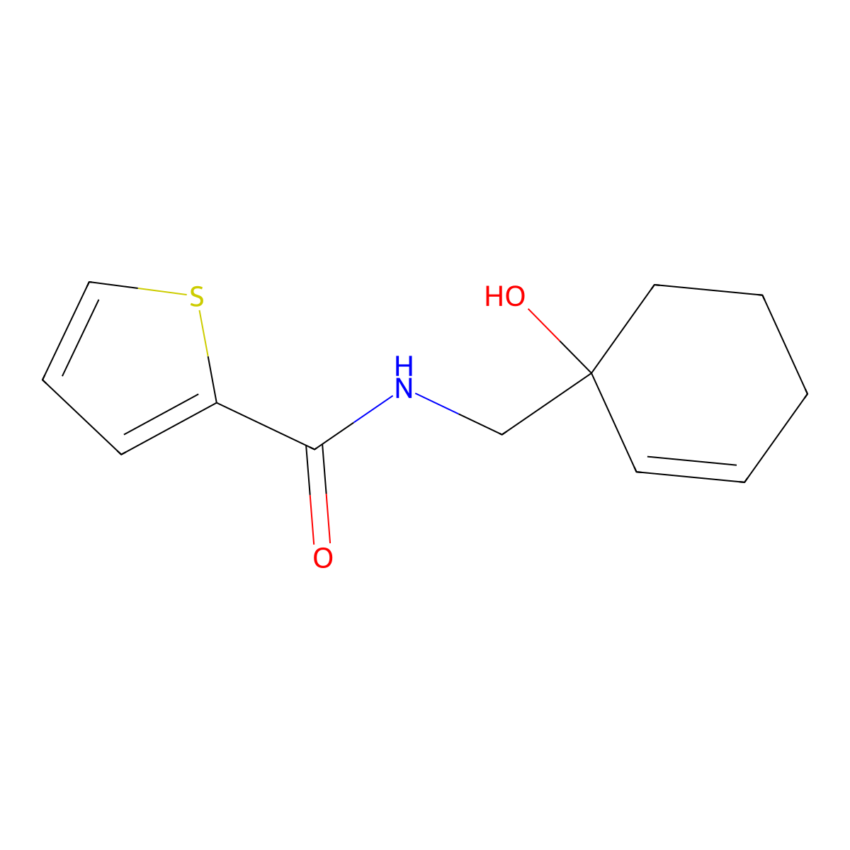 N-[(1-hydroxycyclohex-2-en-1-yl)methyl]thiophene-2-carboxamide molecular structure, CAS 2097935-97-0