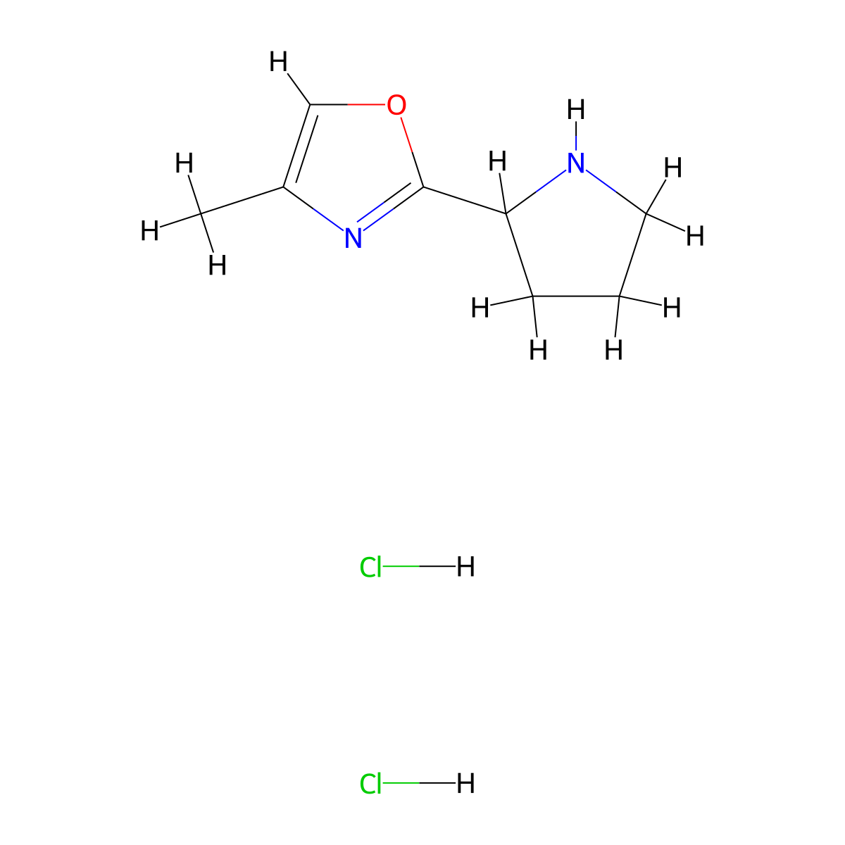 4-Methyl-2-(pyrrolidin-2-yl)-1,3-oxazole dihydrochloride molecular structure, CAS 2097936-04-2