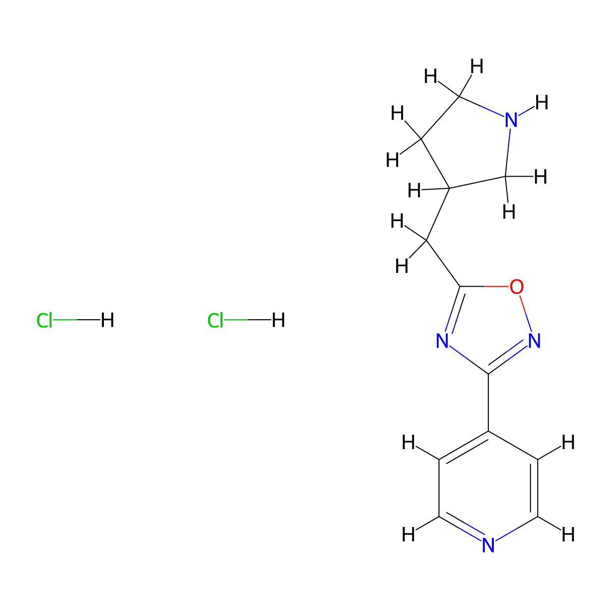 4-{5-[(Pyrrolidin-3-yl)methyl]-1,2,4-oxadiazol-3-yl}pyridine dihydrochloride molecular structure, CAS 2097936-09-7