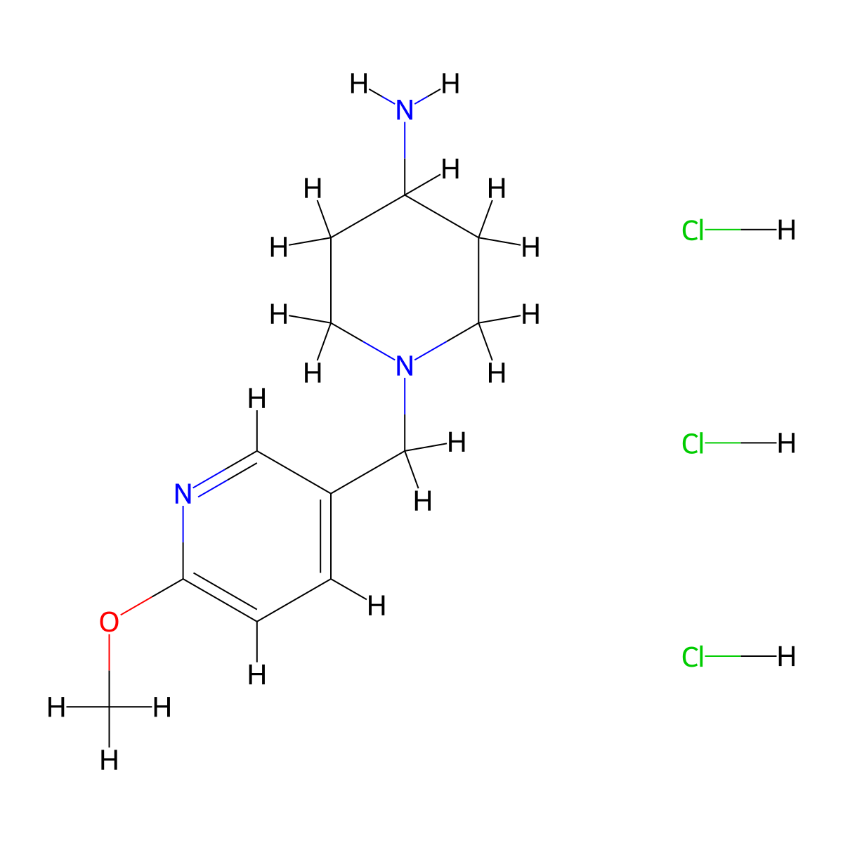 1-[(6-Methoxypyridin-3-yl)methyl]piperidin-4-amine trihydrochloride molecular structure, CAS 2097936-19-9