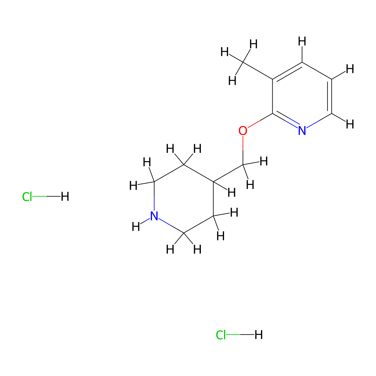 3-Methyl-2-[(piperidin-4-yl)methoxy]pyridine dihydrochloride molecular structure, CAS 2097936-20-2