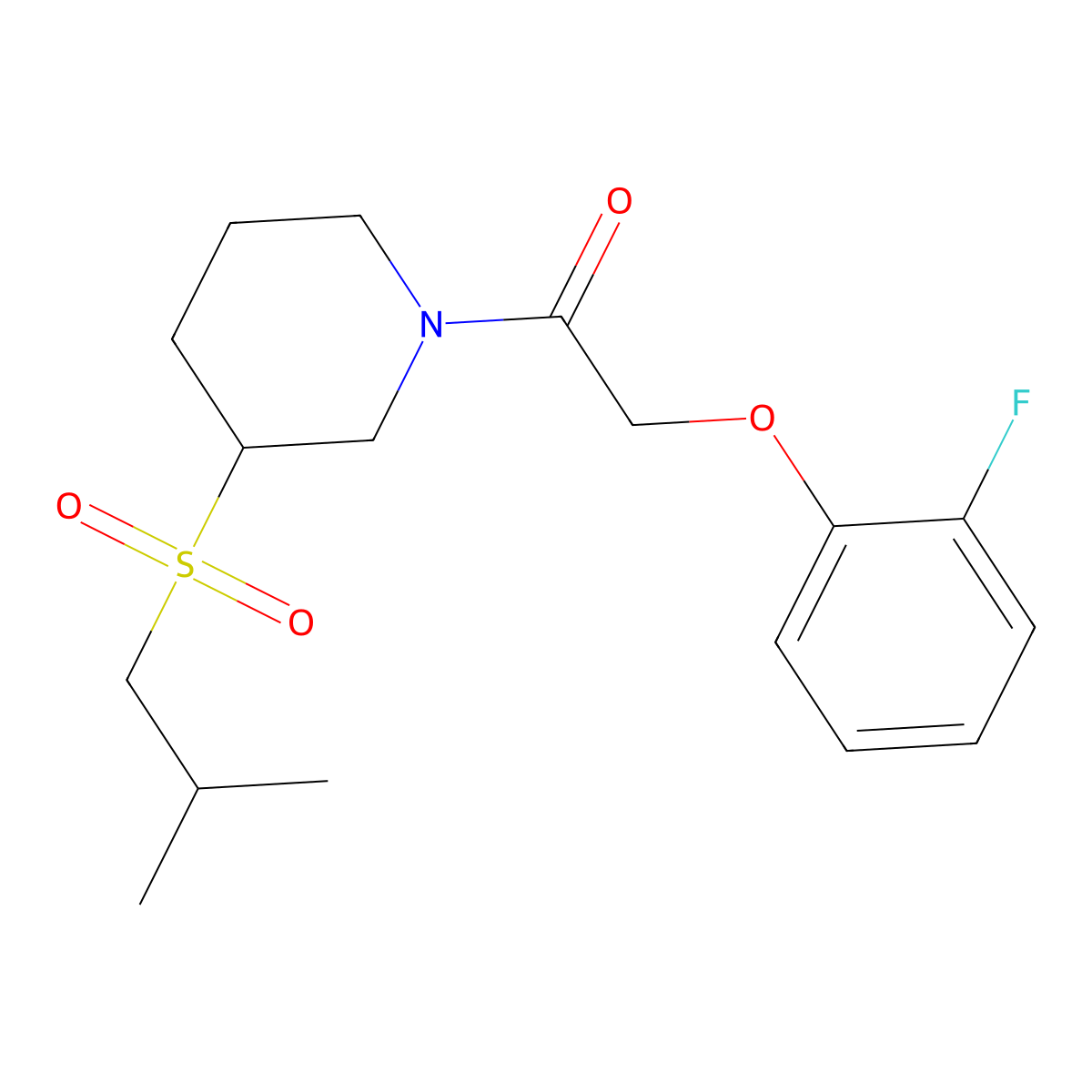 2-(2-Fluorophenoxy)-1-[3-(2-methylpropanesulfonyl)piperidin-1-yl]ethan-1-one molecular structure, CAS 2097936-24-6