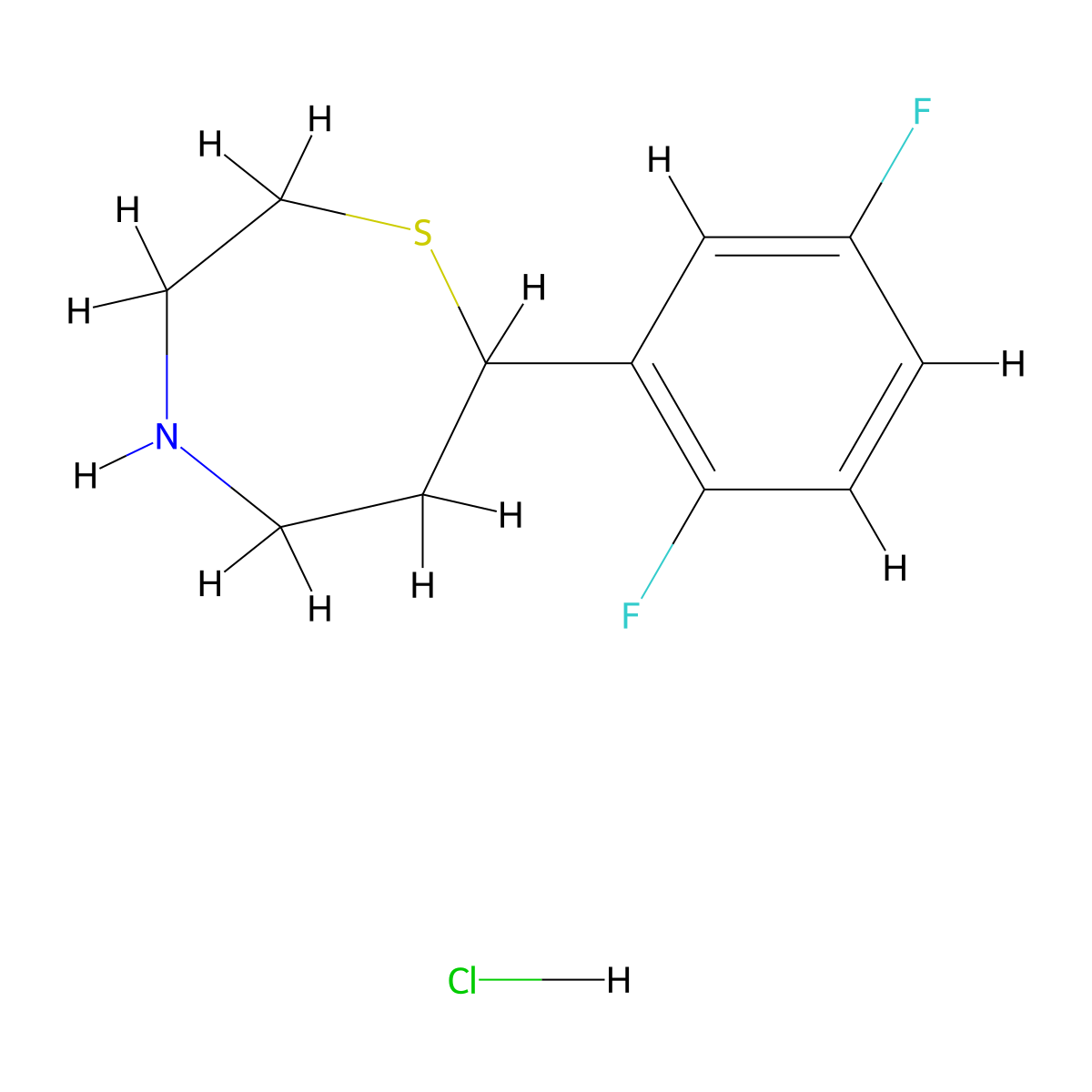 7-(2,5-Difluorophenyl)-1,4-thiazepane hydrochloride molecular structure, CAS 2097936-26-8