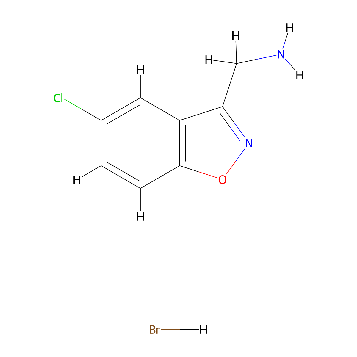 1-(5-Chloro-1,2-benzoxazol-3-yl)methanamine hydrobromide molecular structure, CAS 2097936-28-0