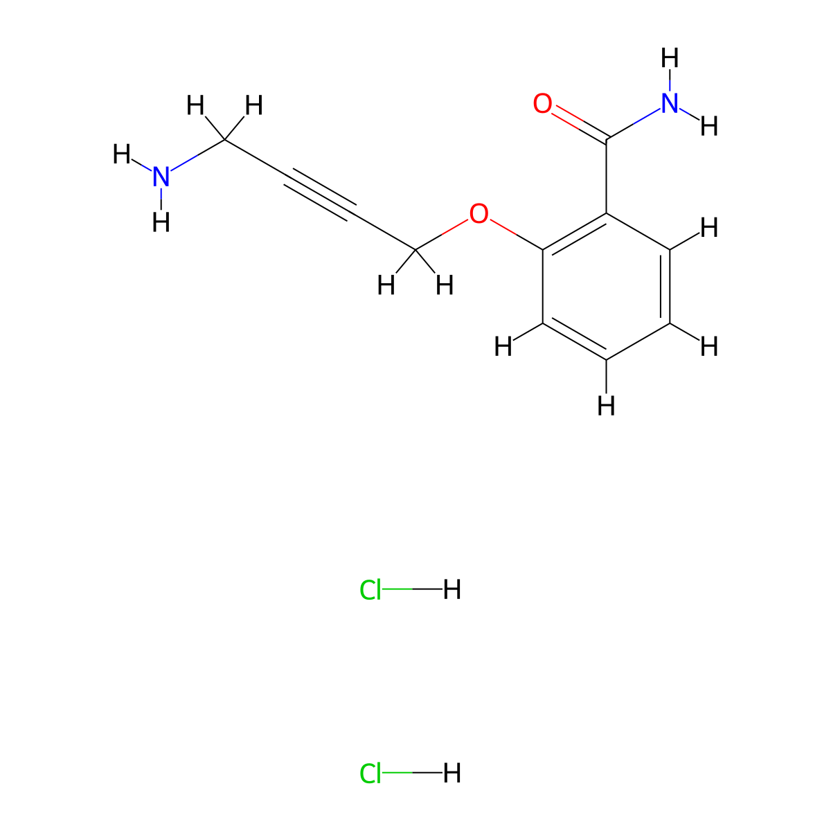 2-[(4-Aminobut-2-yn-1-yl)oxy]benzamide dihydrochloride molecular structure, CAS 2097936-33-7