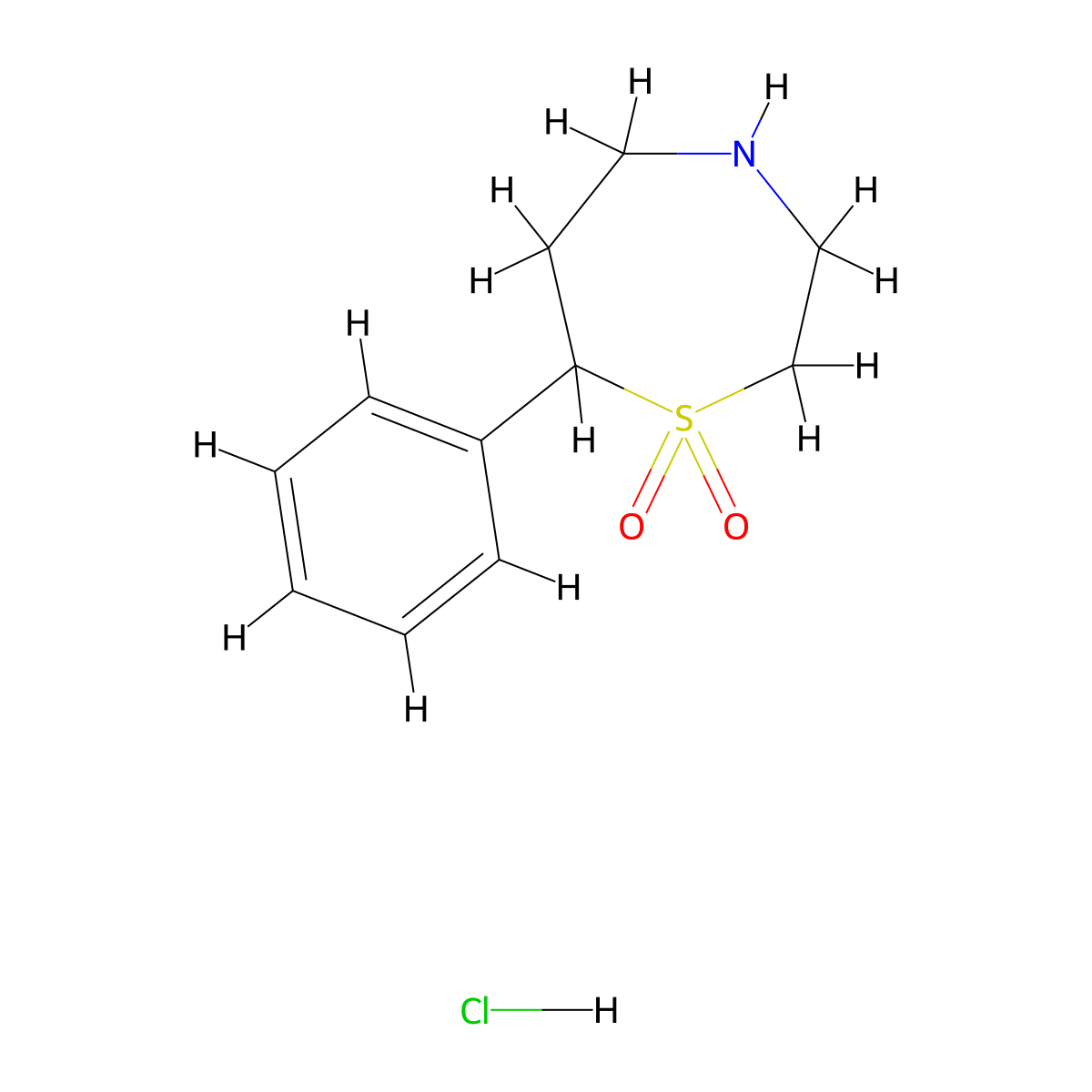 7-Phenyl-1lambda6,4-thiazepane-1,1-dione hydrochloride molecular structure, CAS 2097936-35-9