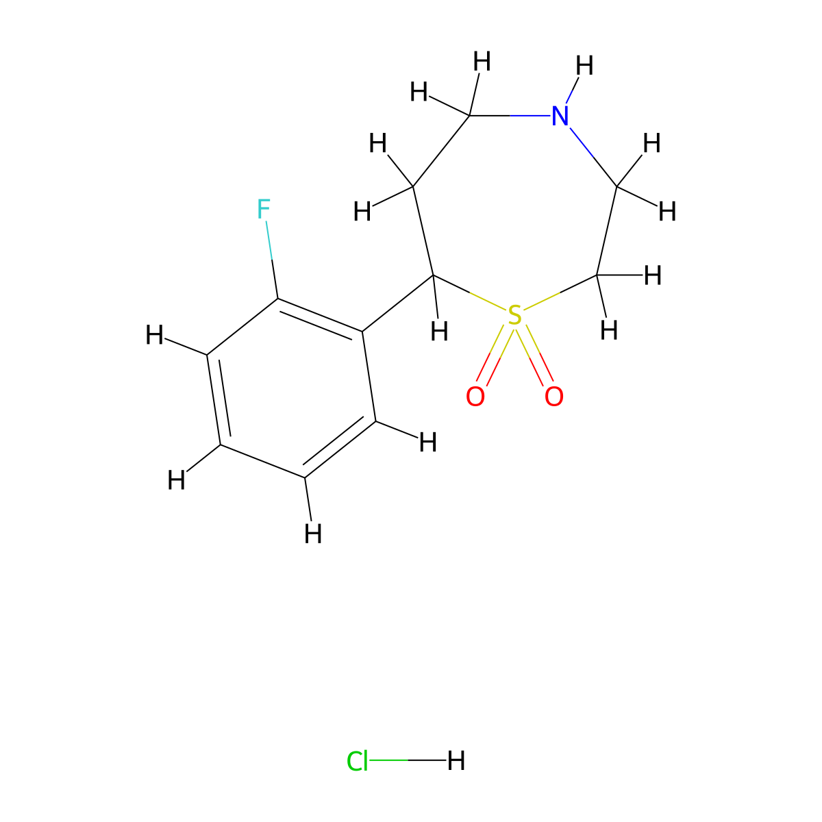7-(2-Fluorophenyl)-1,4-thiazepane 1,1-dioxide hydrochloride molecular structure, CAS 2097936-37-1