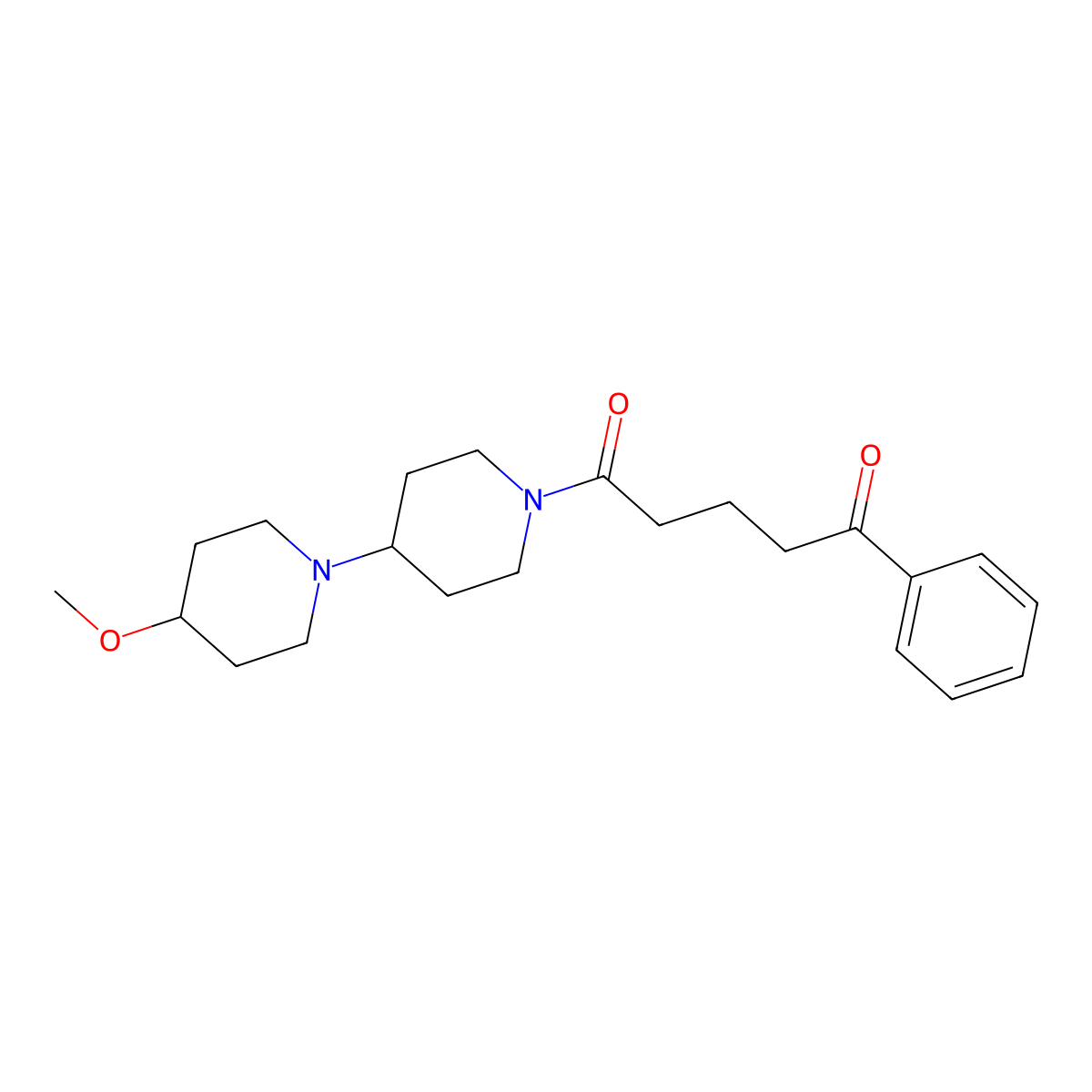 1-{4-Methoxy-[1,4'-bipiperidine]-1'-yl}-5-phenylpentane-1,5-dione molecular structure, CAS 2097936-43-9