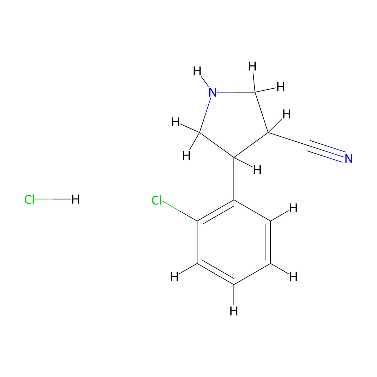 4-(2-Chlorophenyl)pyrrolidine-3-carbonitrile hydrochloride molecular structure, CAS 2097936-45-1