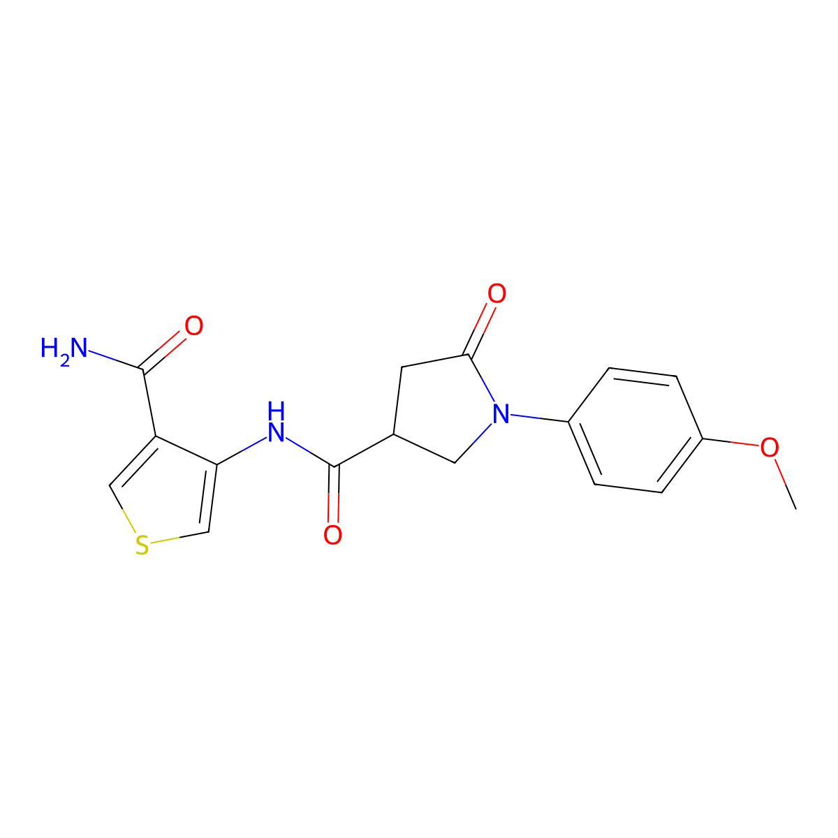 N-(4-carbamoylthiophen-3-yl)-1-(4-methoxyphenyl)-5-oxopyrrolidine-3-carboxamide molecular structure, CAS 2097936-47-3