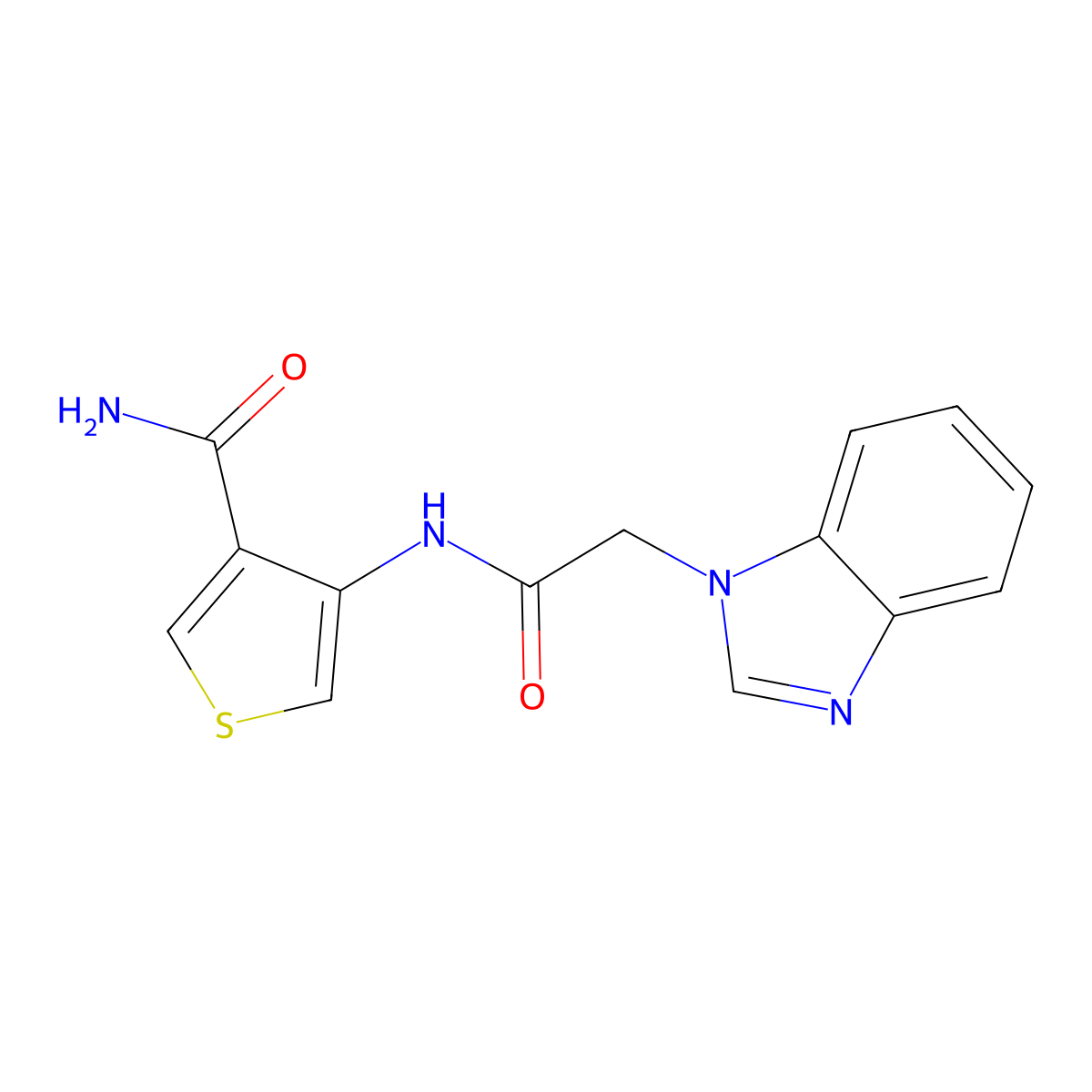 4-[2-(1H-1,3-benzodiazol-1-yl)acetamido]thiophene-3-carboxamide molecular structure, CAS 2097936-48-4