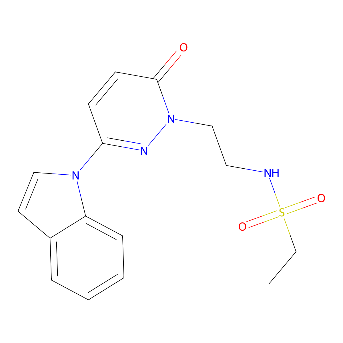 N-{2-[3-(1H-indol-1-yl)-6-oxo-1,6-dihydropyridazin-1-yl]ethyl}ethane-1-sulfonamide molecular structure, CAS 2097936-50-8