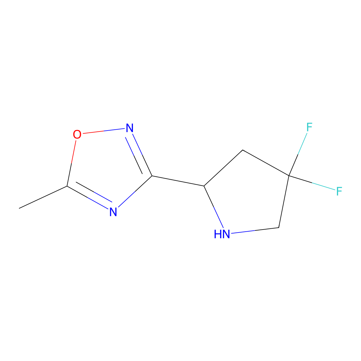 3-(4,4-Difluoropyrrolidin-2-yl)-5-methyl-1,2,4-oxadiazole molecular structure, CAS 2097936-51-9