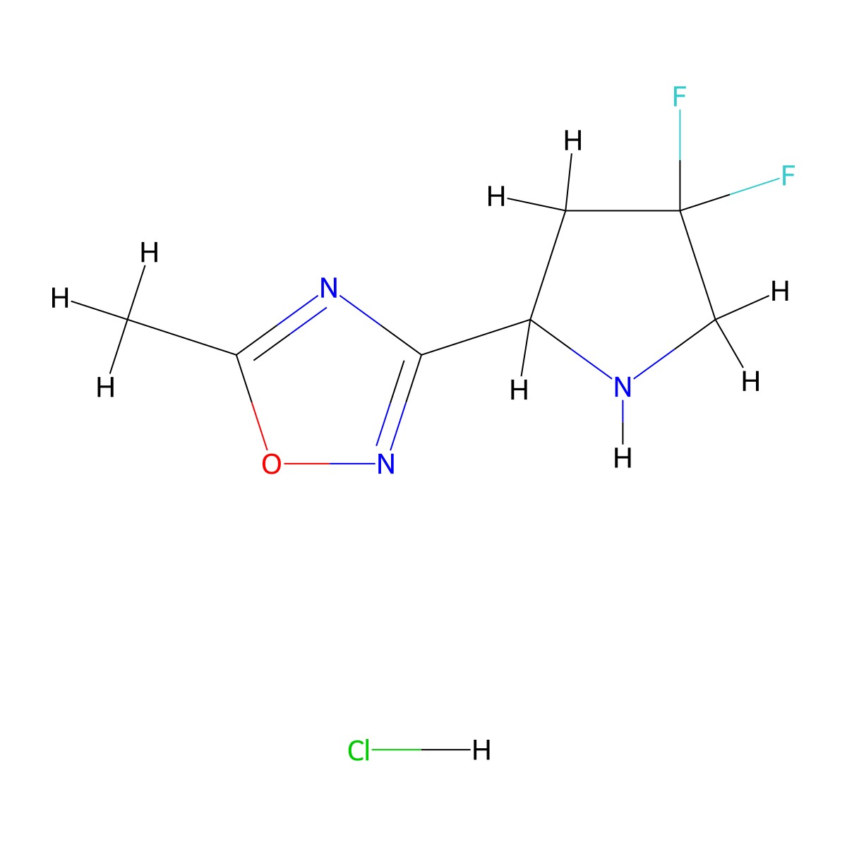 3-(4,4-Difluoropyrrolidin-2-yl)-5-methyl-1,2,4-oxadiazole hydrochloride molecular structure, CAS 2097936-52-0