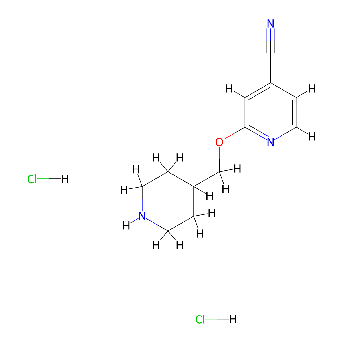 2-[(Piperidin-4-yl)methoxy]pyridine-4-carbonitrile dihydrochloride molecular structure, CAS 2097936-58-6