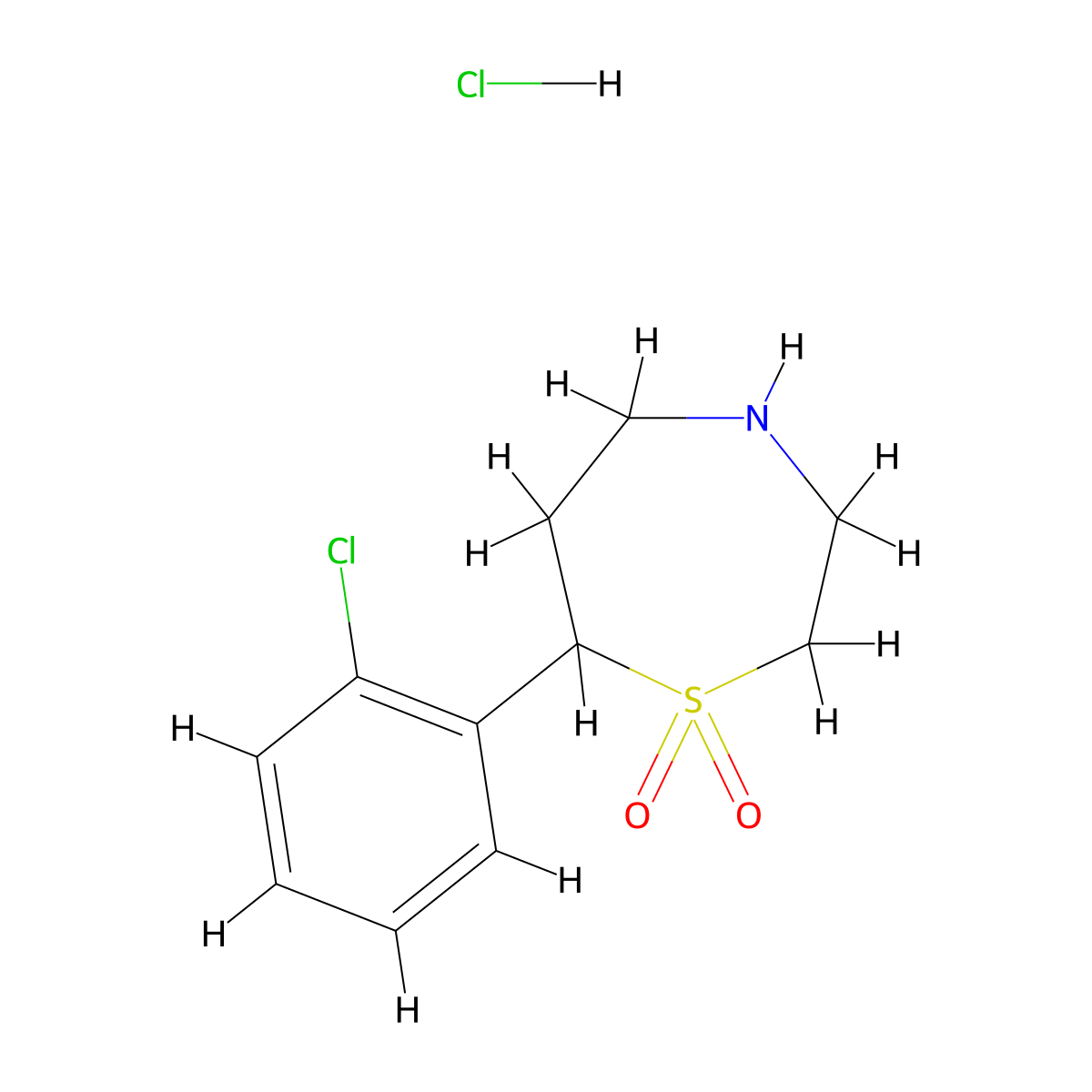 7-(2-Chlorophenyl)-1lambda6,4-thiazepane-1,1-dione hydrochloride molecular structure, CAS 2097936-65-5