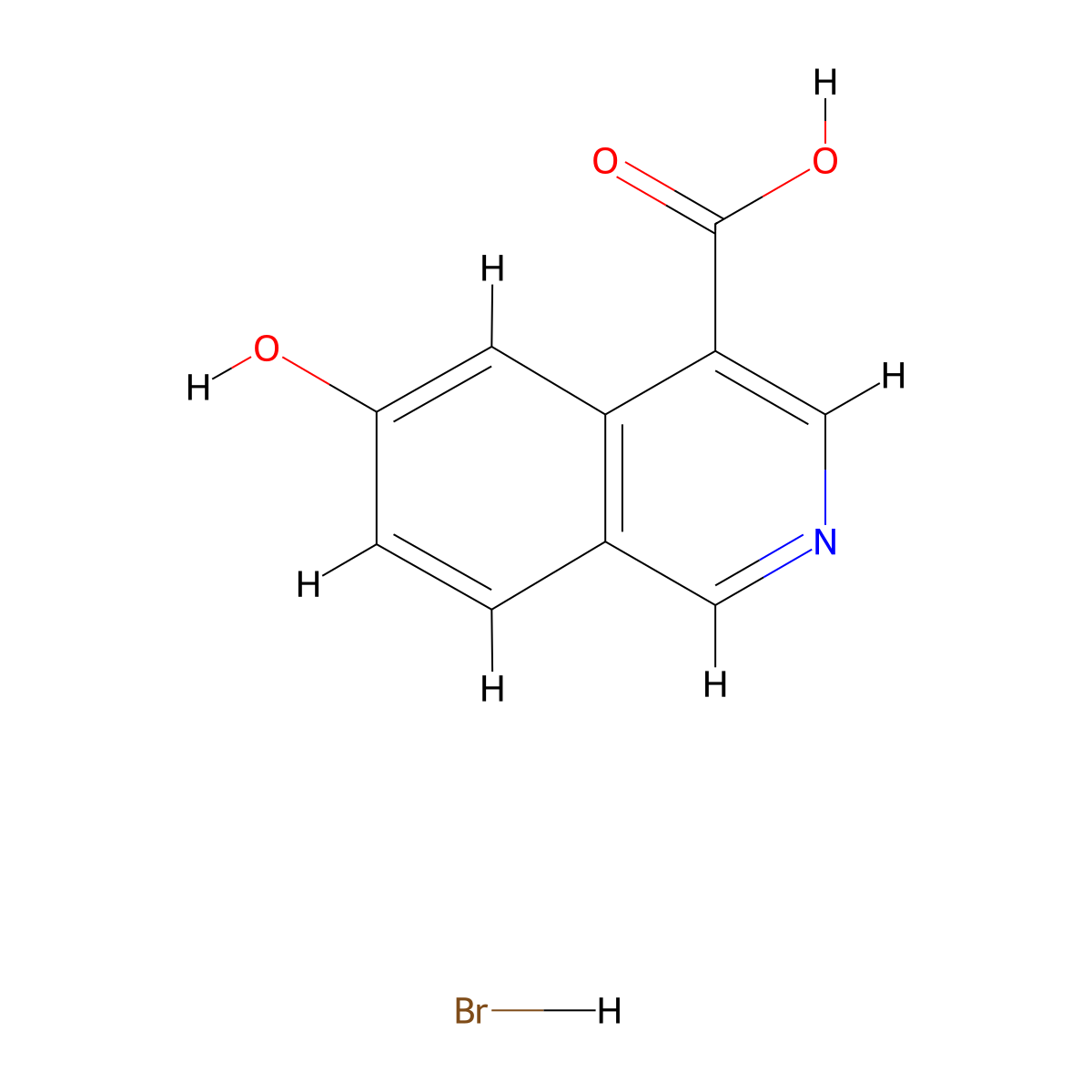 6-Hydroxyisoquinoline-4-carboxylic acid hydrobromide molecular structure, CAS 2097936-69-9