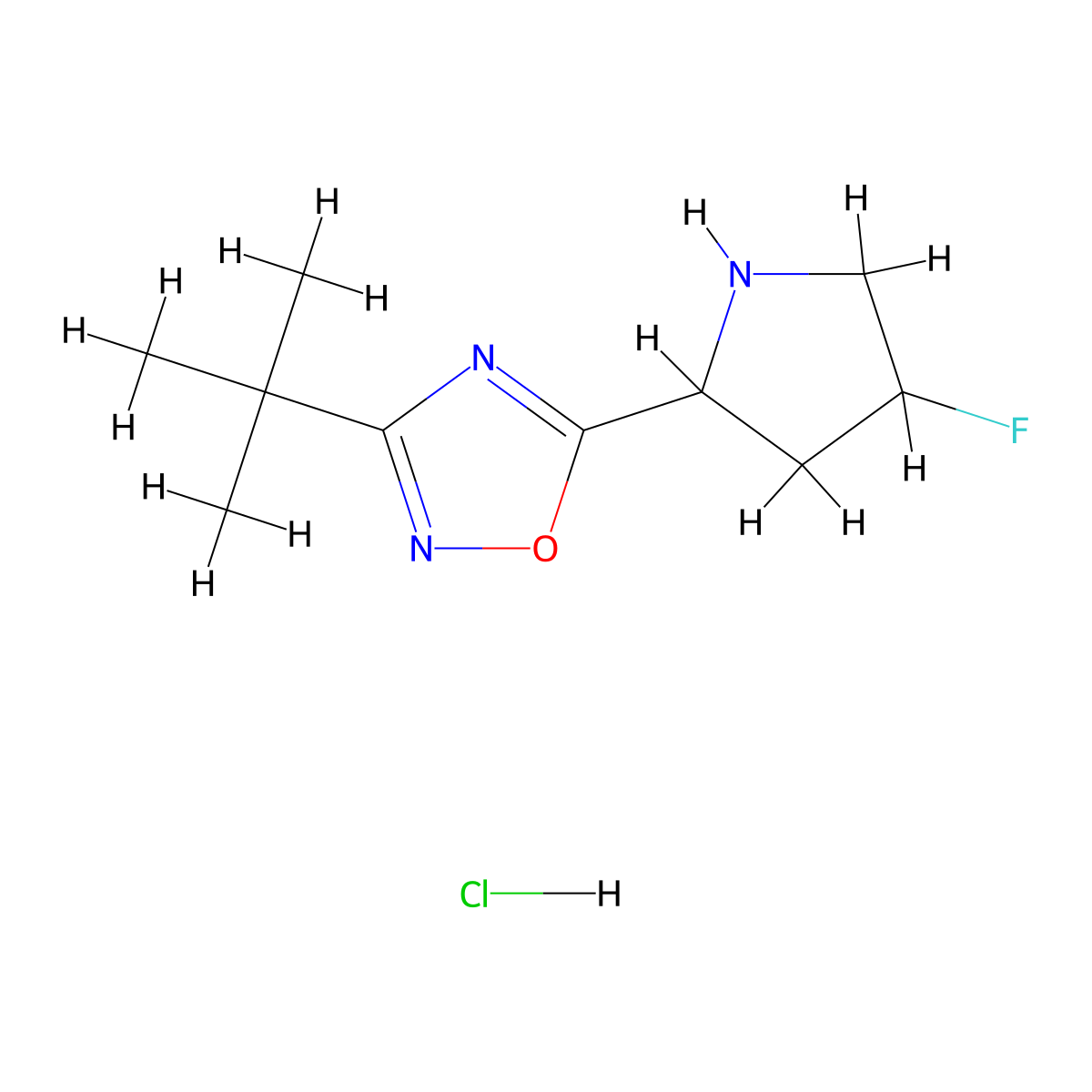 3-Tert-butyl-5-(4-fluoropyrrolidin-2-yl)-1,2,4-oxadiazole hydrochloride molecular structure, CAS 2097936-78-0