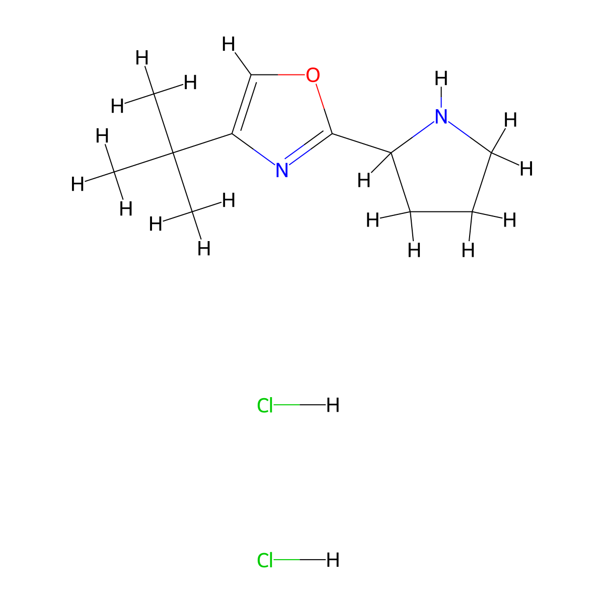 4-Tert-butyl-2-(pyrrolidin-2-yl)-1,3-oxazole dihydrochloride molecular structure, CAS 2097936-79-1