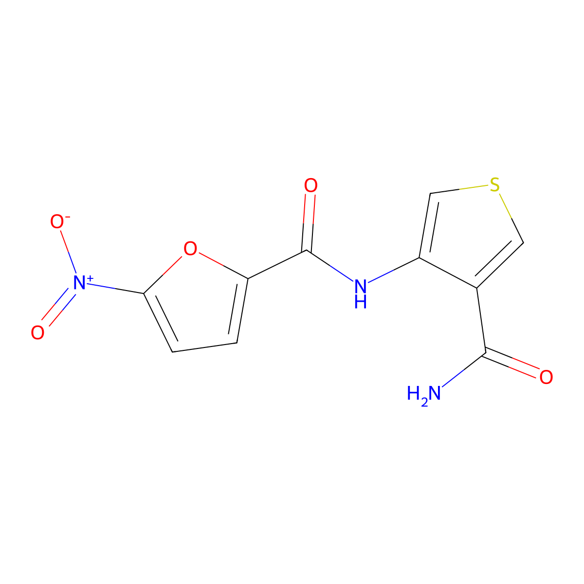 N-(4-carbamoylthiophen-3-yl)-5-nitrofuran-2-carboxamide molecular structure, CAS 2097936-87-1