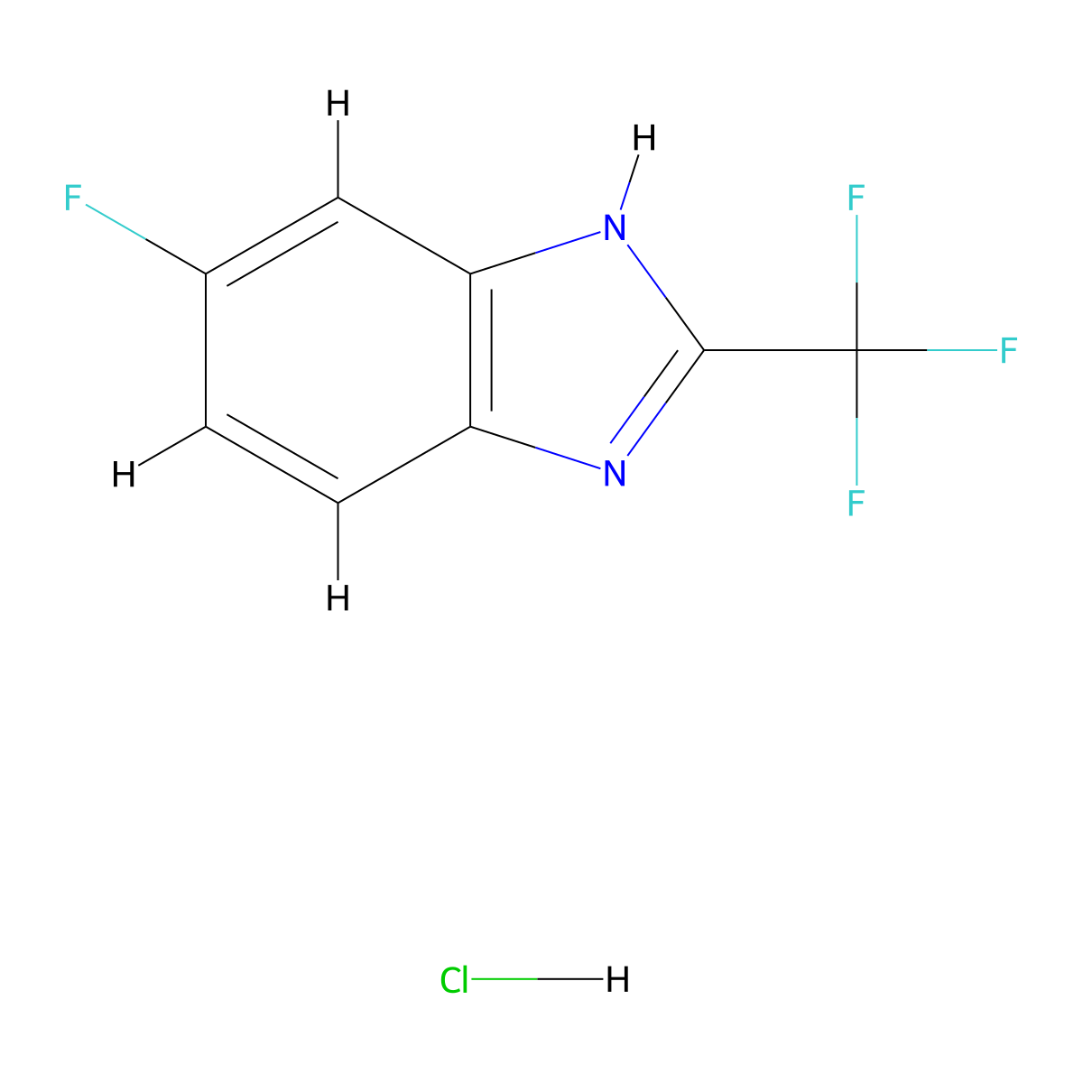 5-fluoro-2-(trifluoromethyl)-1H-1,3-benzodiazole hydrochloride molecular structure, CAS 2097936-88-2