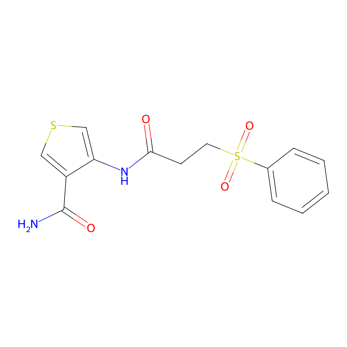 4-[3-(Benzenesulfonyl)propanamido]thiophene-3-carboxamide molecular structure, CAS 2097936-89-3