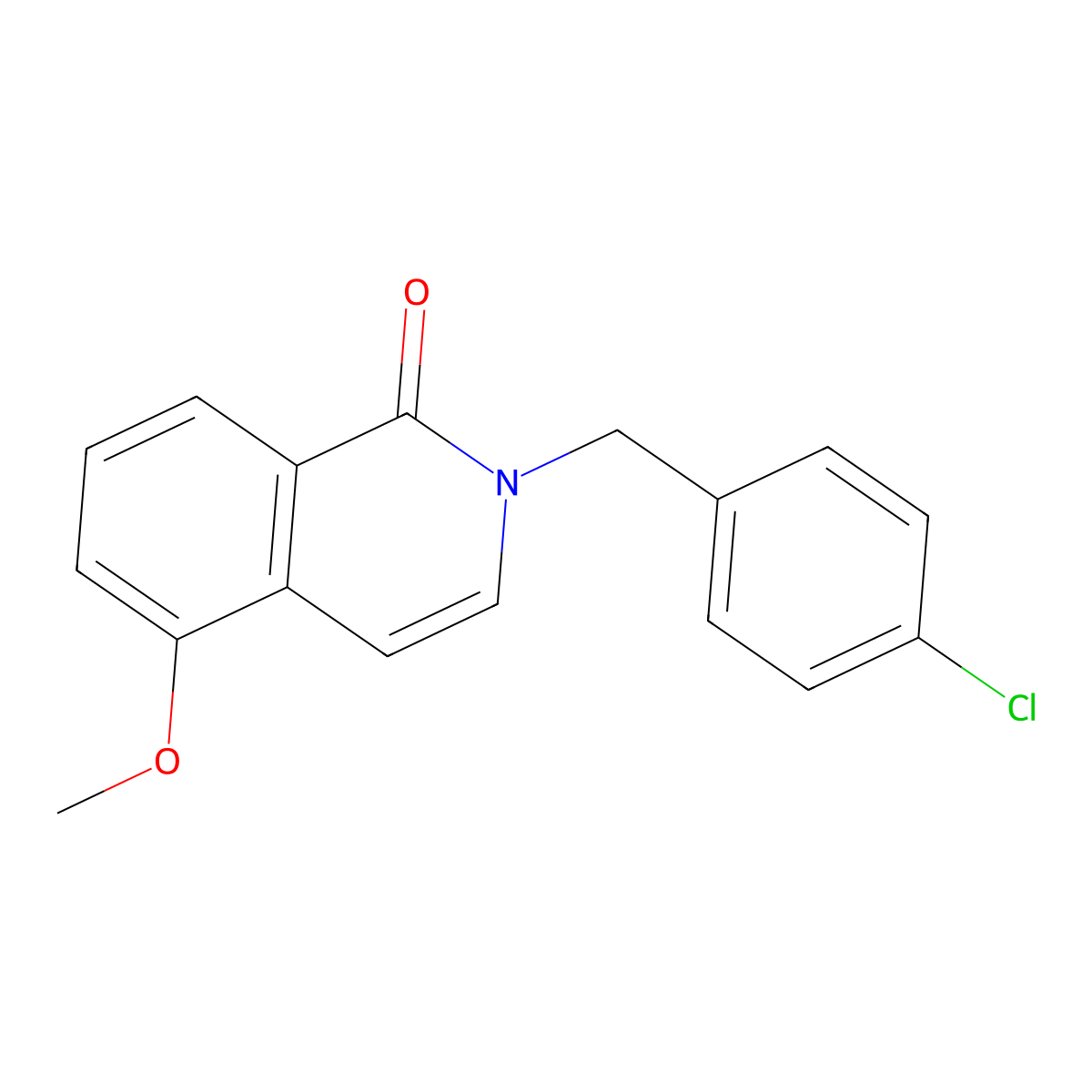 2-[(4-Chlorophenyl)methyl]-5-methoxy-1,2-dihydroisoquinolin-1-one molecular structure, CAS 2097936-91-7