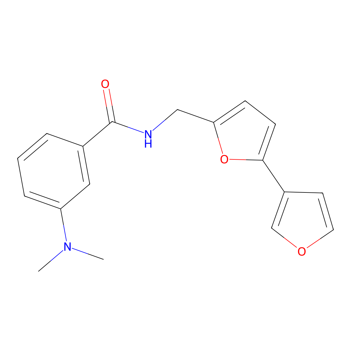 N-({[2,3'-bifuran]-5-yl}methyl)-3-(dimethylamino)benzamide molecular structure, CAS 2097936-96-2