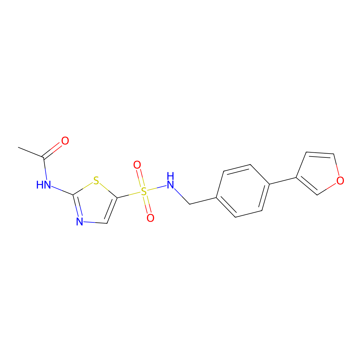 N-[5-({[4-(furan-3-yl)phenyl]methyl}sulfamoyl)-1,3-thiazol-2-yl]acetamide molecular structure, CAS 2097936-97-3