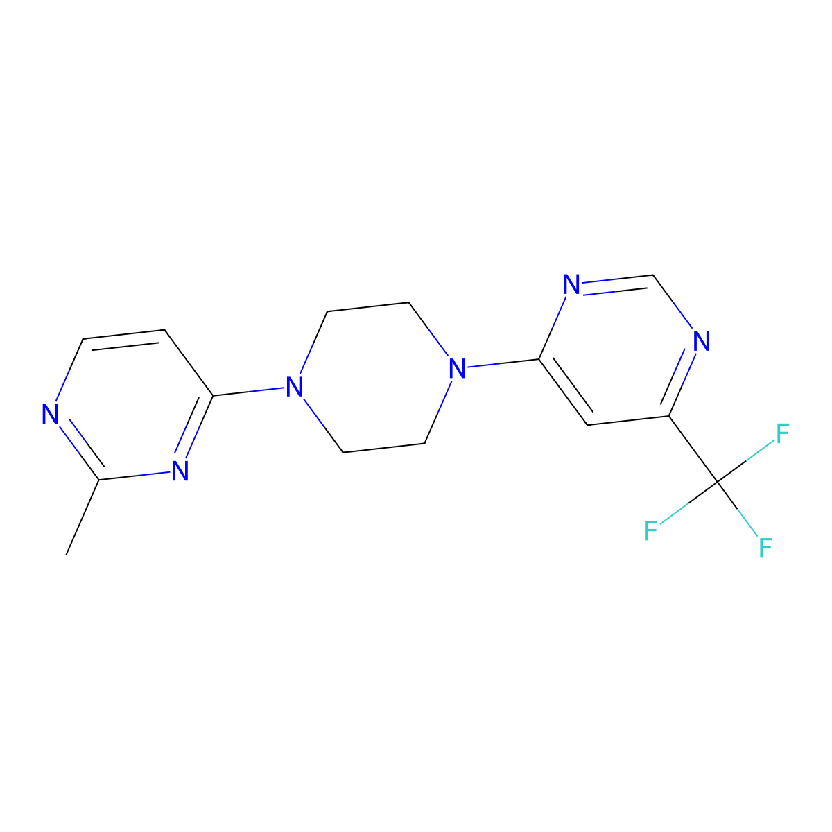 4-[4-(2-Methylpyrimidin-4-yl)piperazin-1-yl]-6-(trifluoromethyl)pyrimidine molecular structure, CAS 2097937-06-7