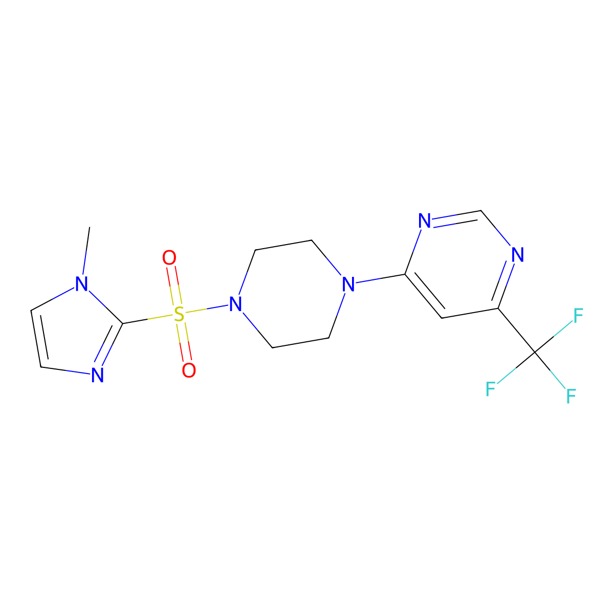 4-{4-[(1-methyl-1H-imidazol-2-yl)sulfonyl]piperazin-1-yl}-6-(trifluoromethyl)pyrimidine molecular structure, CAS 2097937-07-8