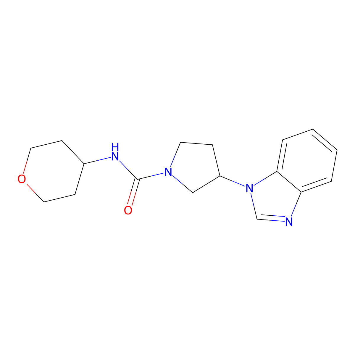3-(1H-1,3-benzodiazol-1-yl)-N-(oxan-4-yl)pyrrolidine-1-carboxamide molecular structure, CAS 2097937-08-9
